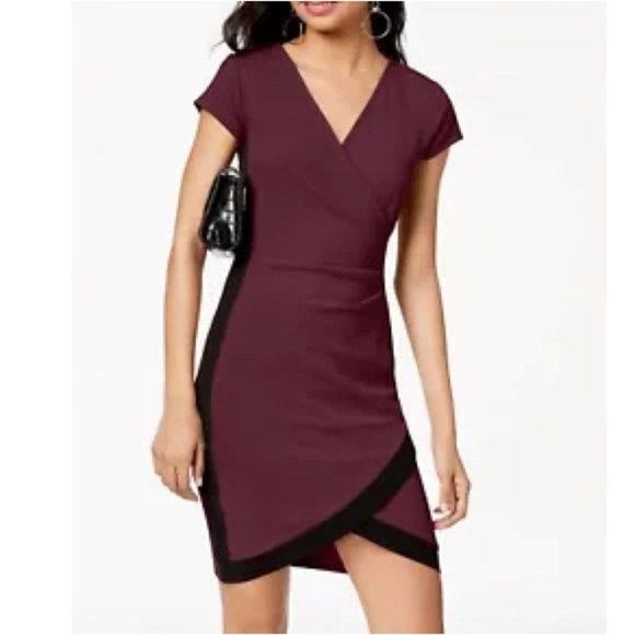 Almost Famous Women's Striped Ruched Cocktail Dress Purple Size X-Small NWT - Picture 3 of 6